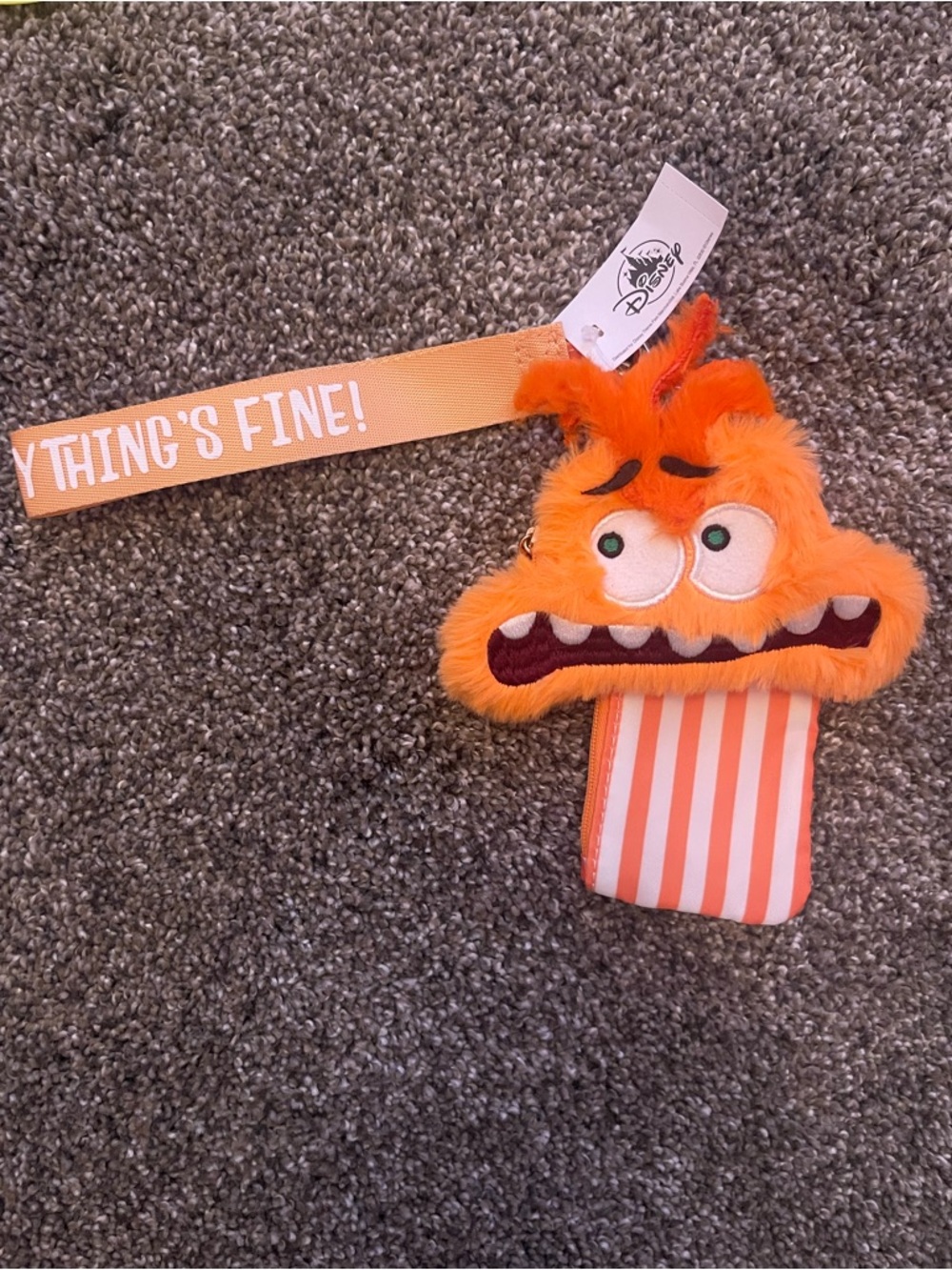 NWT Disney Orange Striped Plush Dual Pouch AnxietY Wristlet